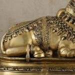 Brass Nandi Statue | 16.5" x 20" x 9" | 19.50 kg | Vintage Antique Tone | Traditional Hindu Temple Bull Sculpture | Sacred Art | Jaipurio